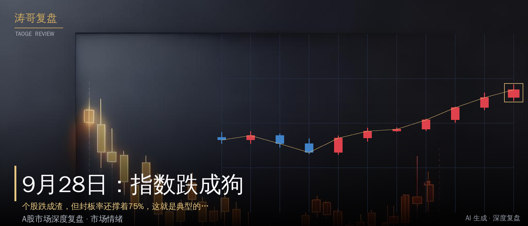 9月28日：指数跌成狗，个股跌成渣，但封板率还撑着75%，这就是典型的'虚火'行情！