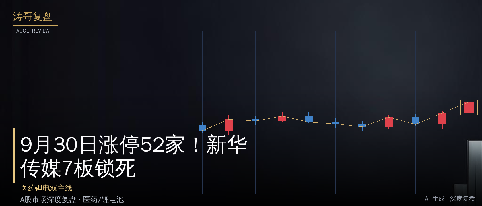 9月30日涨停52家！新华传媒7板锁死，医药锂电双主线
